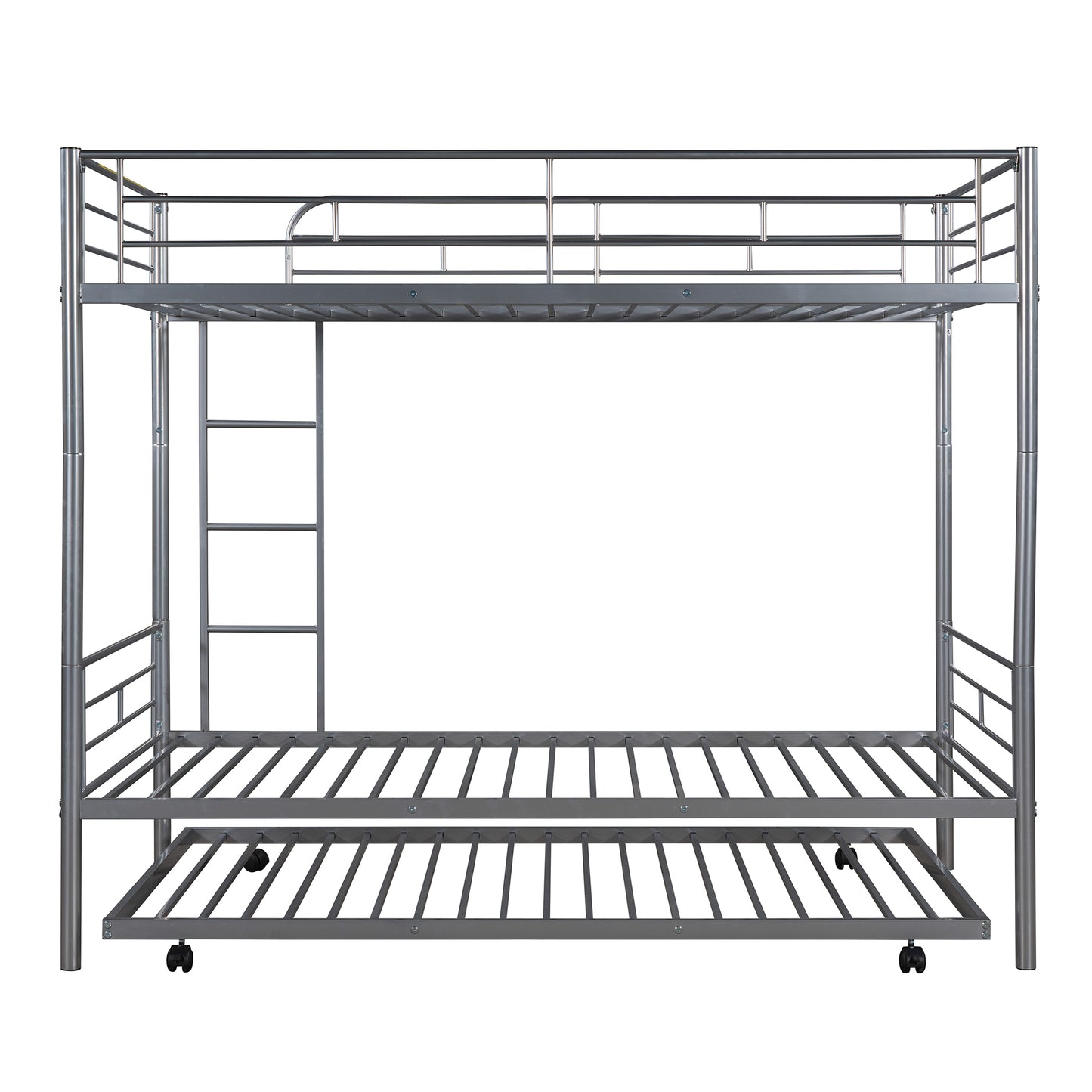 Twin-Over-Twin Metal Bunk Bed With Trundle,Can be Divided into two beds,No Box Spring needed ,White ( old sku: MF194806AAN )