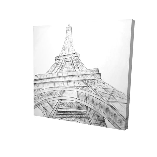 Eiffel tower sketch black & white - 32x32 Print on canvas