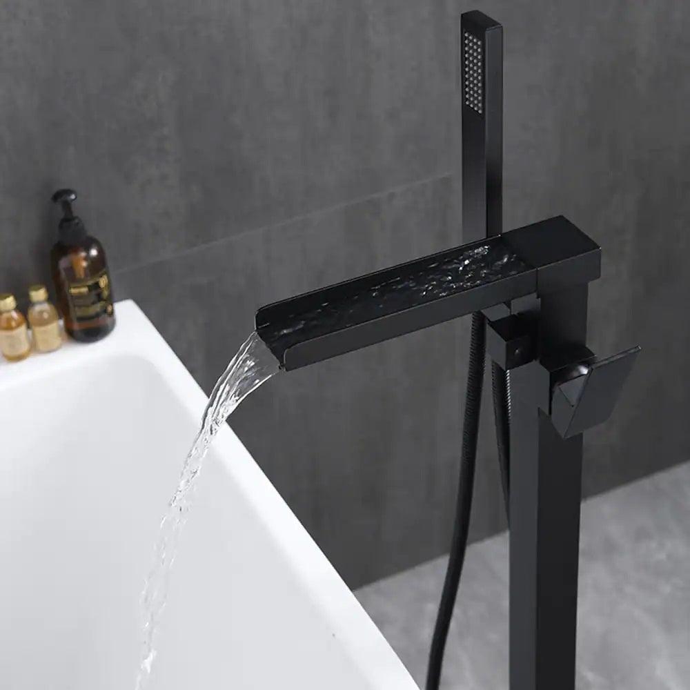 1-Handle Freestanding Bathtub Faucet with Hand Shower, Matte Black