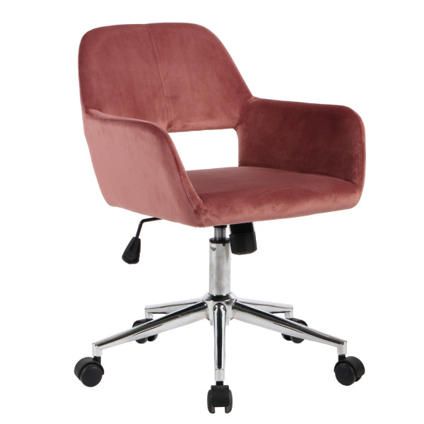 Velvet Upholstered Adjustable Swivel Office Chair, ROSE