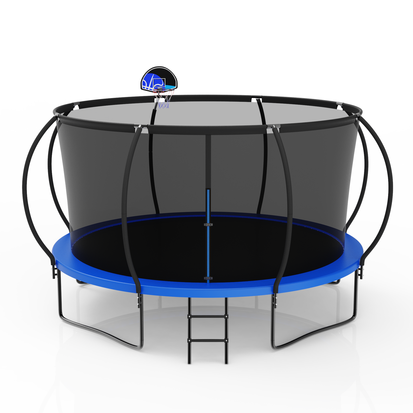 14FT Trampoline for Kids with Safety Enclosure Net, Ladder, Spring Cover Padding, Basketball Hoop