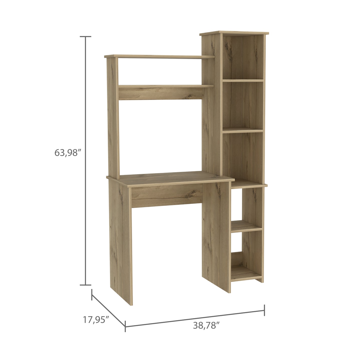 Marston 6-Shelf Writing Desk with Built-in Bookcase Light Oak