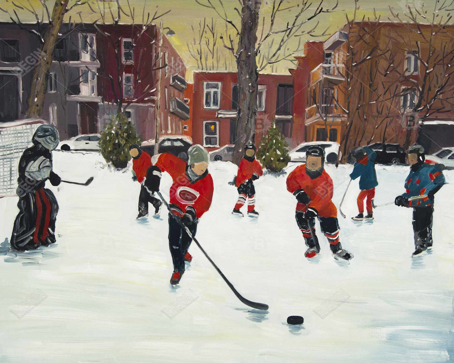 Young hockey players - 16x20 Print on canvas