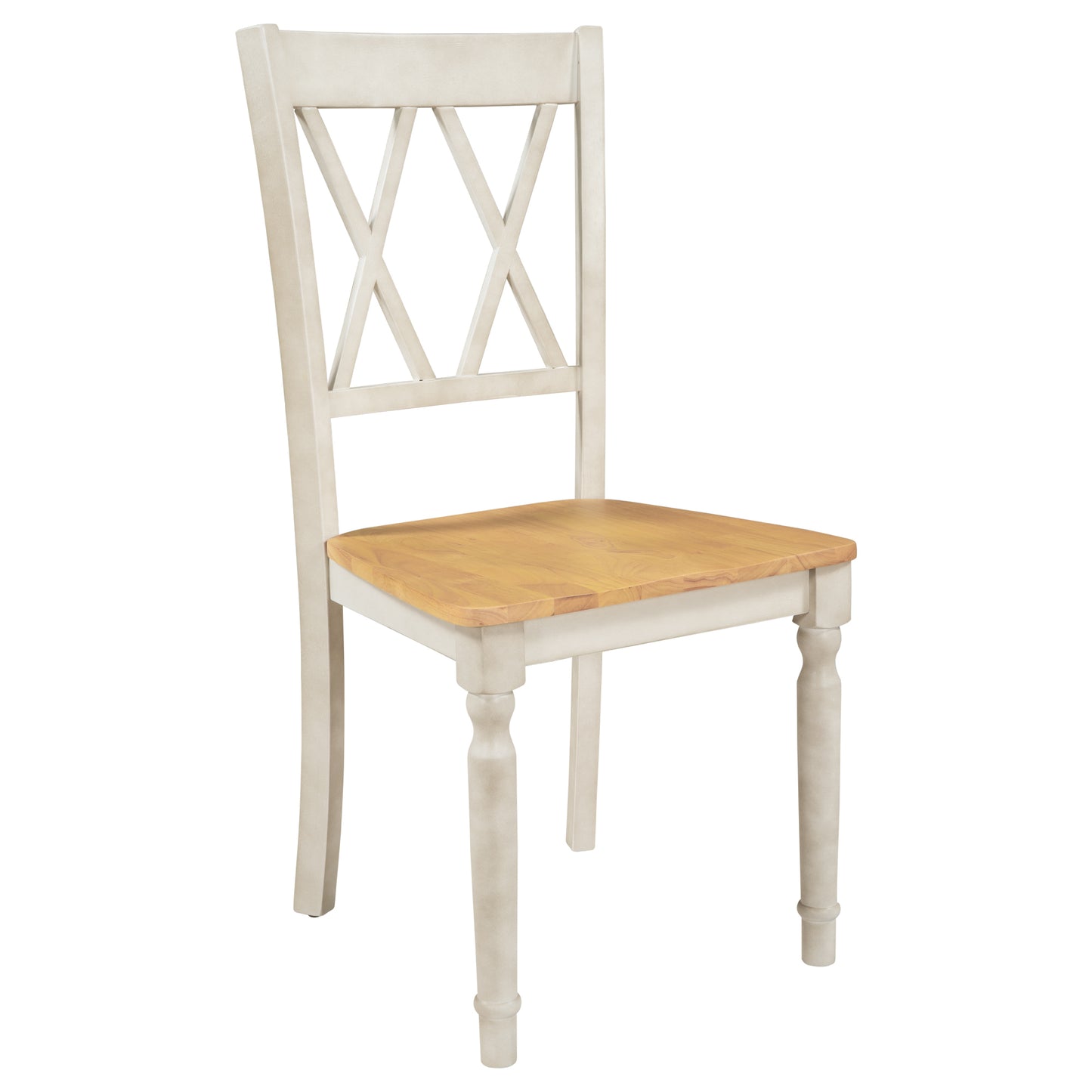 TOPMAX 4-Piece X-Back Wood Breakfast Nook Dining Chairs for Small Places, Natural+Distressed White