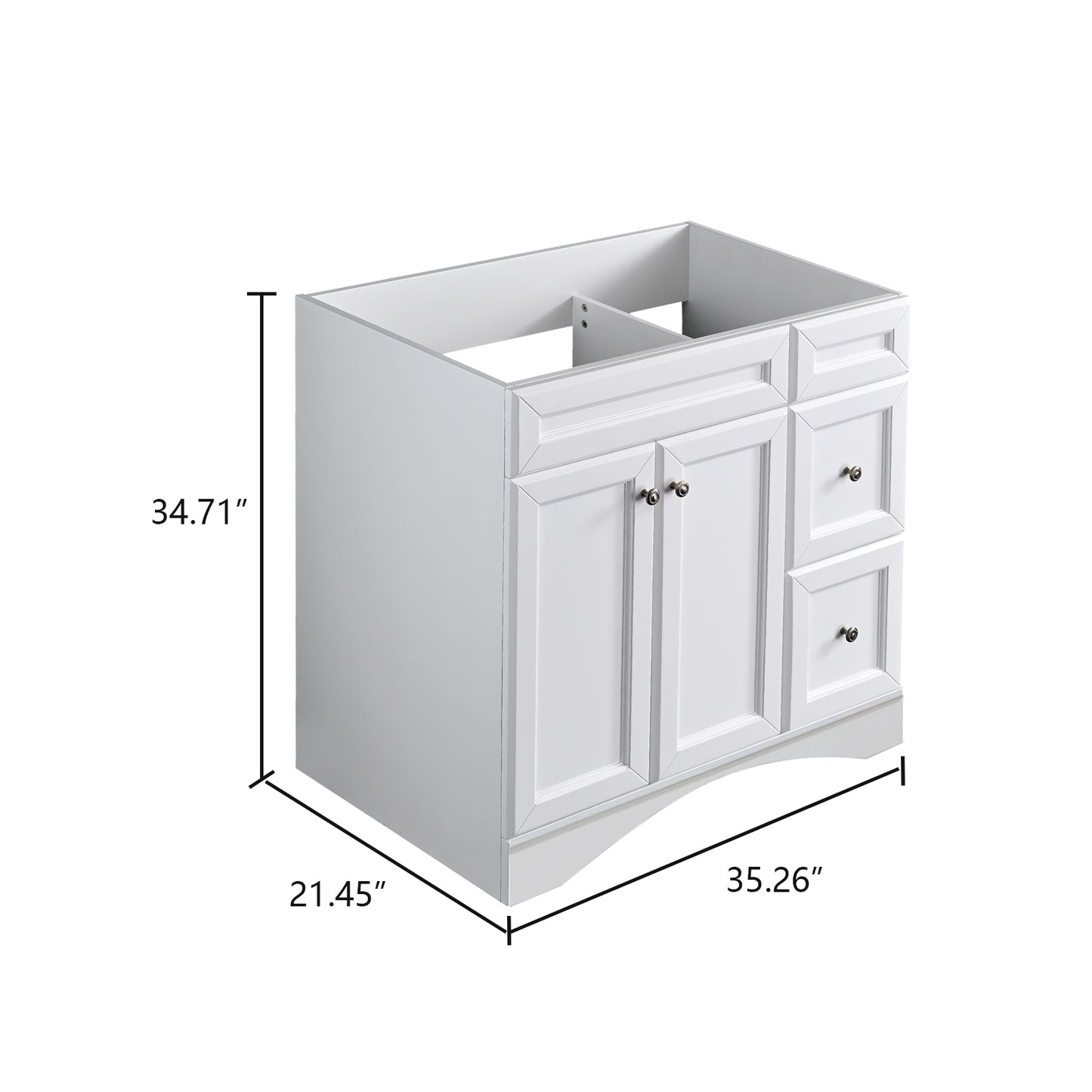 36 in. White Vanity Cabinet, Left Version