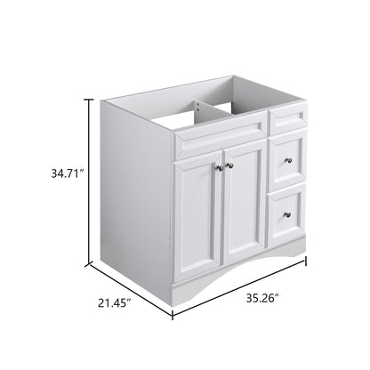 36 in. White Vanity Cabinet, Left Version