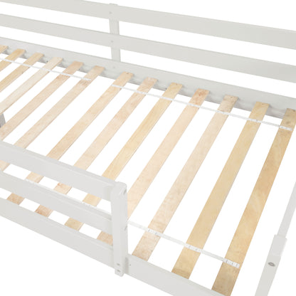 Loft Bed with Staircase, Storage, Slide, Twin size, Full-length Safety Guardrails, No Box Spring Needed, White \\\\n(Old Sku:W504S00004)