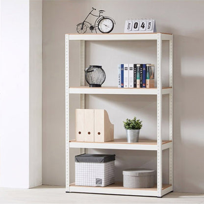 Storage Rack Shelving Unit Storage Shelf Steel Garage Utility Rack 4-Shelf Adjustable Shelves Heavy Duty Display Stand for Books, Kitchenware, Tools Bolt-Free Assembly 31.49"x 14.47"x 59” （Black）