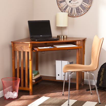 Hughton Corner Computer Desk - Mission Oak