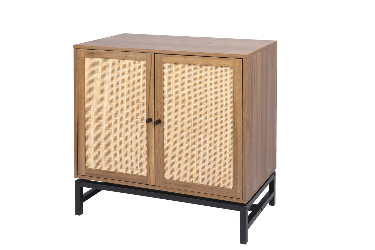 Natural rattan，2 door cabinet，with 1 Adjustable Inner Shelves，rattan，Accent Storage Cabinet