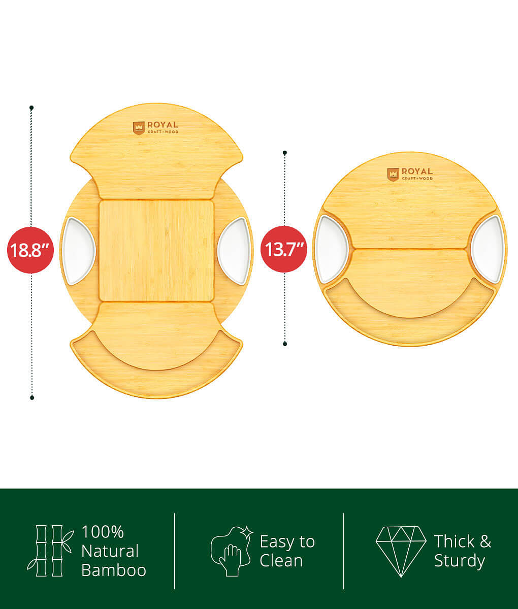 Rotating Cheese Board With Knives by Royal Craft Wood