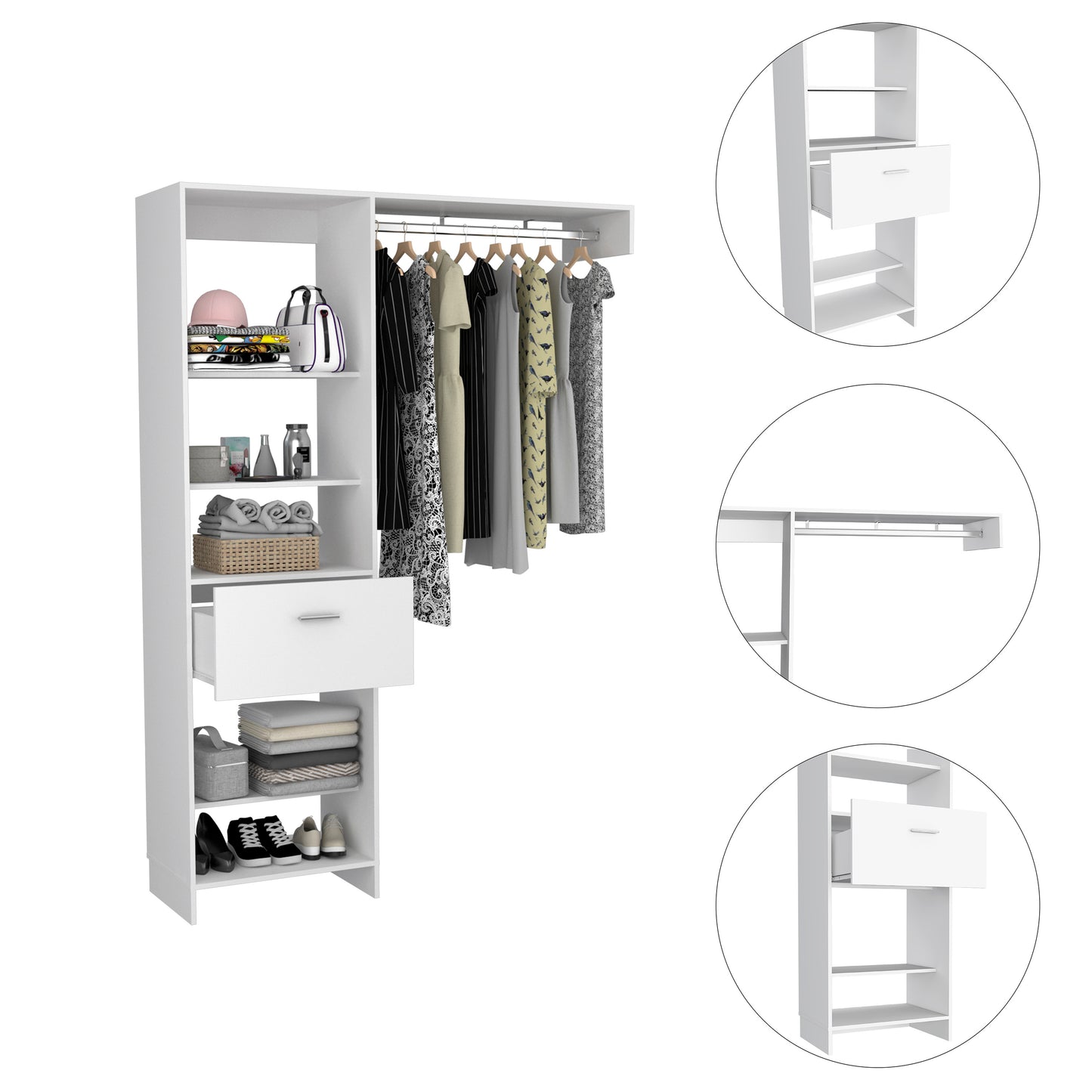 Lenox 1-Drawer 4-Shelf Closet System White