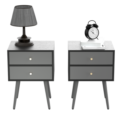 Modern Bedside Tables Set of 2,Nightstand with Storage Drawer -Chic  Simple Assembly End Side Table,Sofa Table,for bedroom/living room/office (2pcs,dark grey)