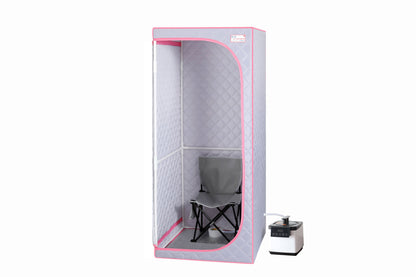 Full Size Portable Grey Steam Sauna tent–Personal Home Spa, with Steam Generator, Remote Control, Foldable Chair, Timer and PVC Pipe Connector Easy to Install.Fast heating, with FCC Certification