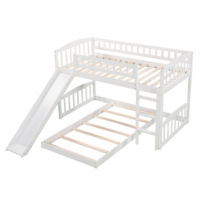 Twin Over Twin Bunk Bed with Slide and Ladder, White(OLD SKU :LP000514AAK)