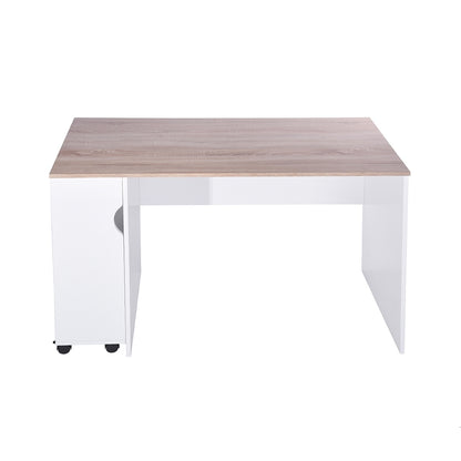 47.4" L Computer Desk with movable bookcase, oak & white