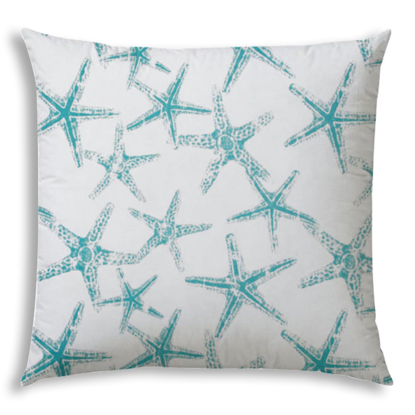 FLOATING STARFISH Turquoise Indoor/Outdoor Pillow - Sewn Closure