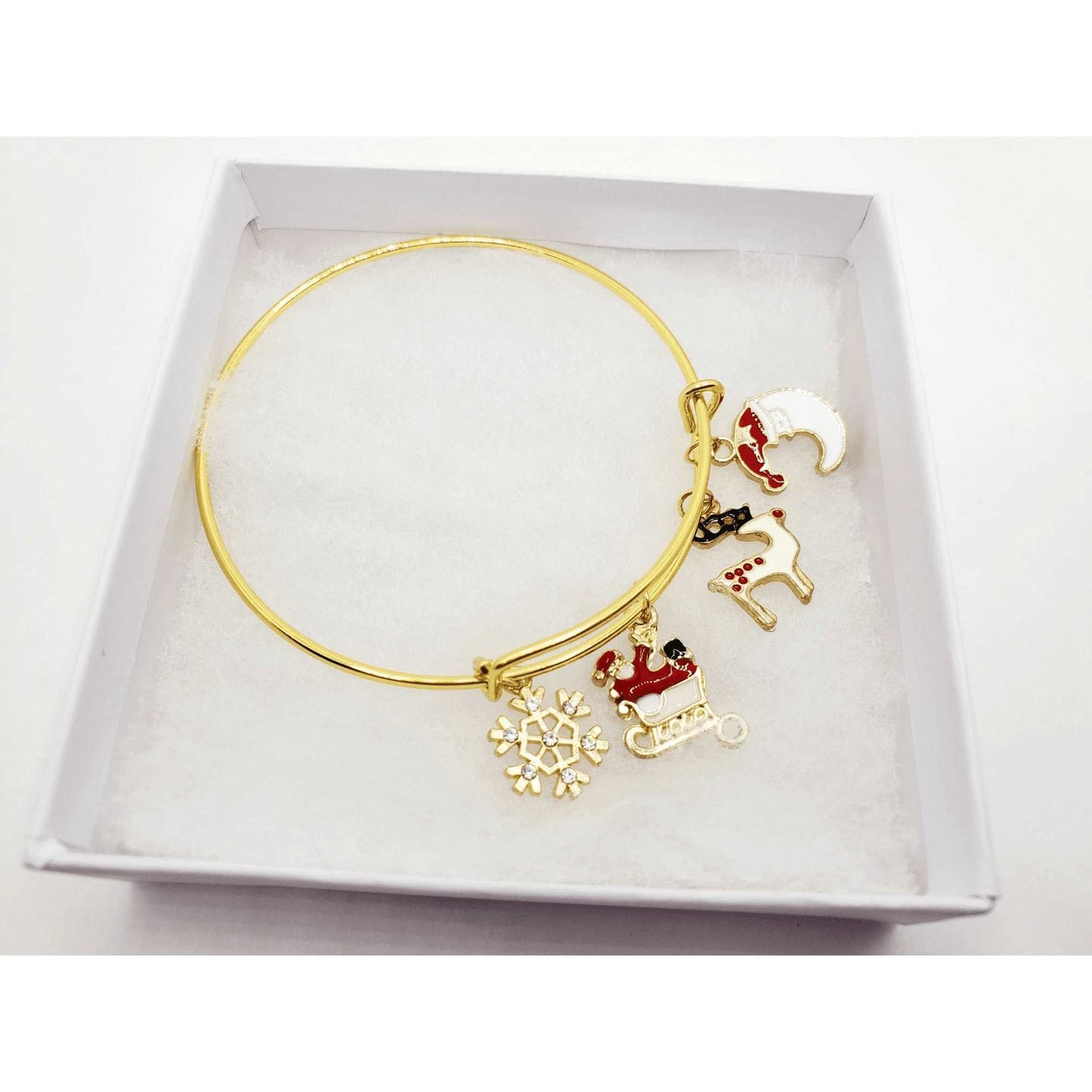Christmas Snowflake Charm Bracelet - Gold by Fashion Hut Jewelry