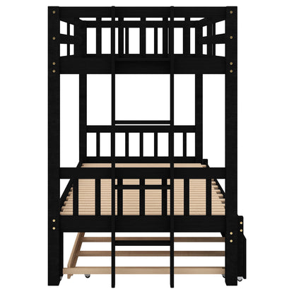 Twin over Pull-out Bunk Bed with Trundle, Espresso