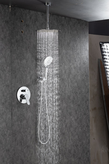 Black Shower System, Ceiling Rainfall Shower Faucet Sets Complete of High Pressure, Rain Shower Head with Handheld, Bathroom 10\\\'\\\' Shower Combo with Rough-in Valve Included