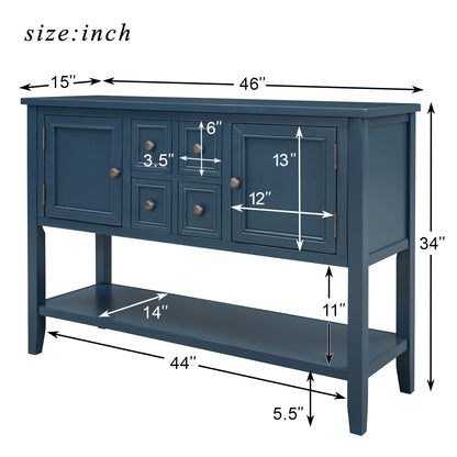 TREXM  Cambridge Series Buffet Sideboard Console Table with Bottom Shelf (Light Navy)