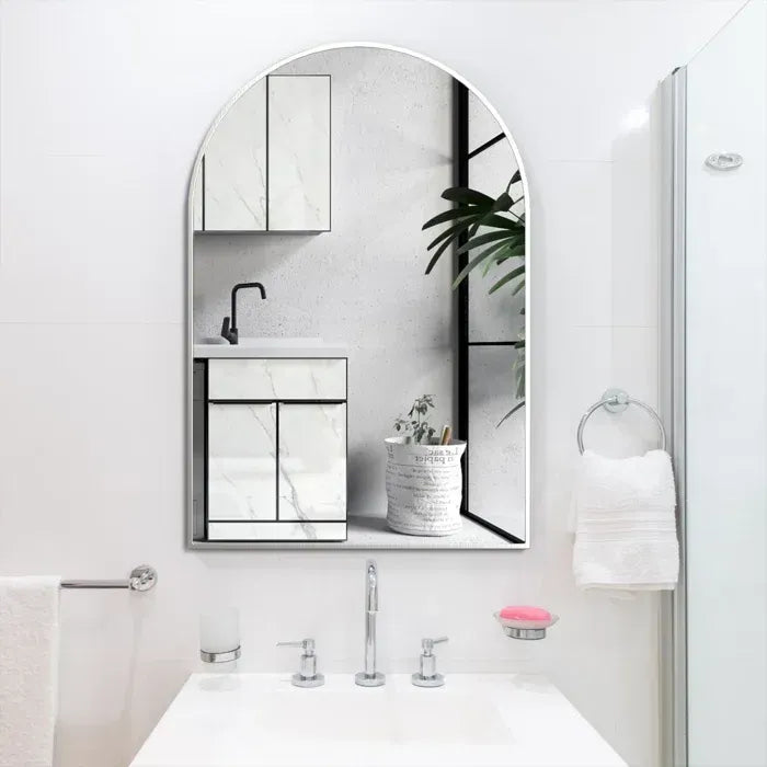 Wall Mirror 36"x24", Bathroom Mirror, Vanity Mirror, for Bathroom, Bedroom, Entryway, with Metal Frame, Modern & Contemporary Arch Top Wall Mirror (Sliver)