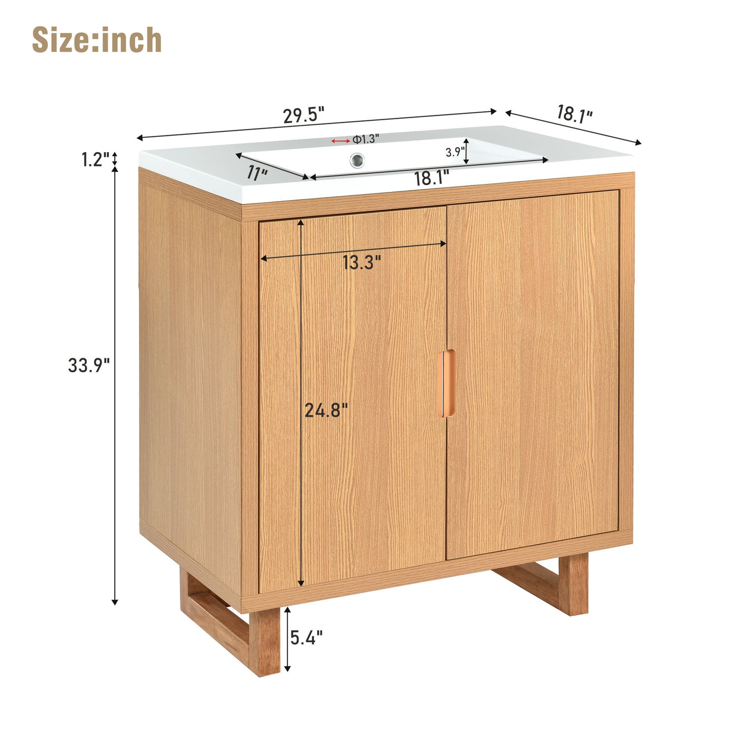 30" Bathroom vanity Set with Sink，Combo Cabinet ，Bathroom Storage Cabinet,Solid Wood Frame