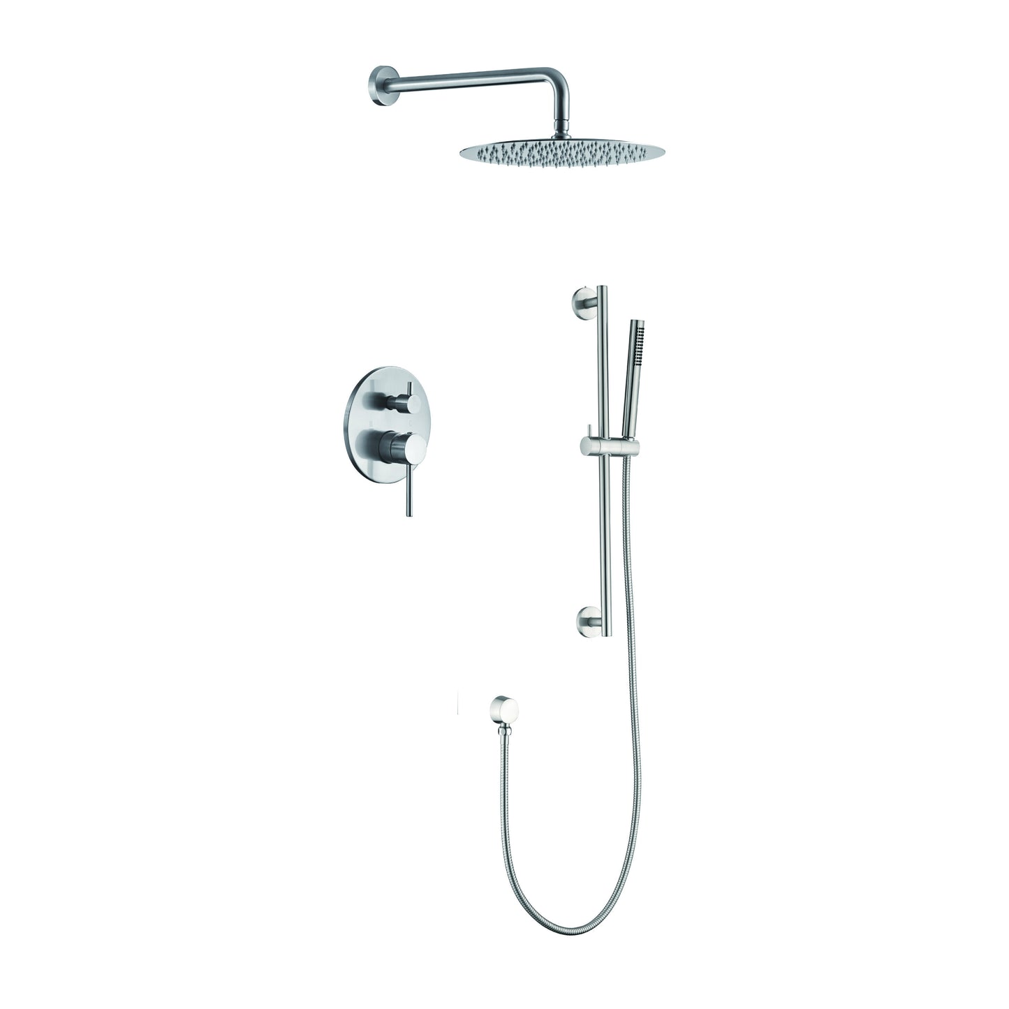 Shower System 10 Inch Square Bathroom Luxury Rain Mixer Shower Combo Set Pressure Balanced Shower System with Shower Head, Hand Shower, Slide Bar, Shower Arm, Hose, and Valve Trim