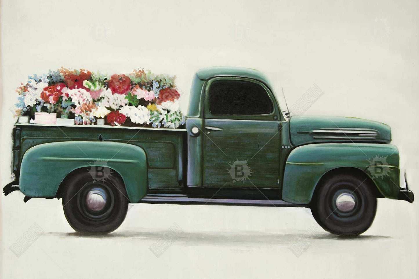 Flowers farm truck - 20x30 Print on canvas