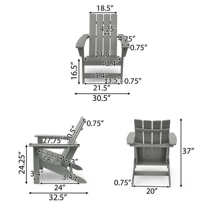 Outdoor Classic Gray Solid Wooden Adirondack Chair