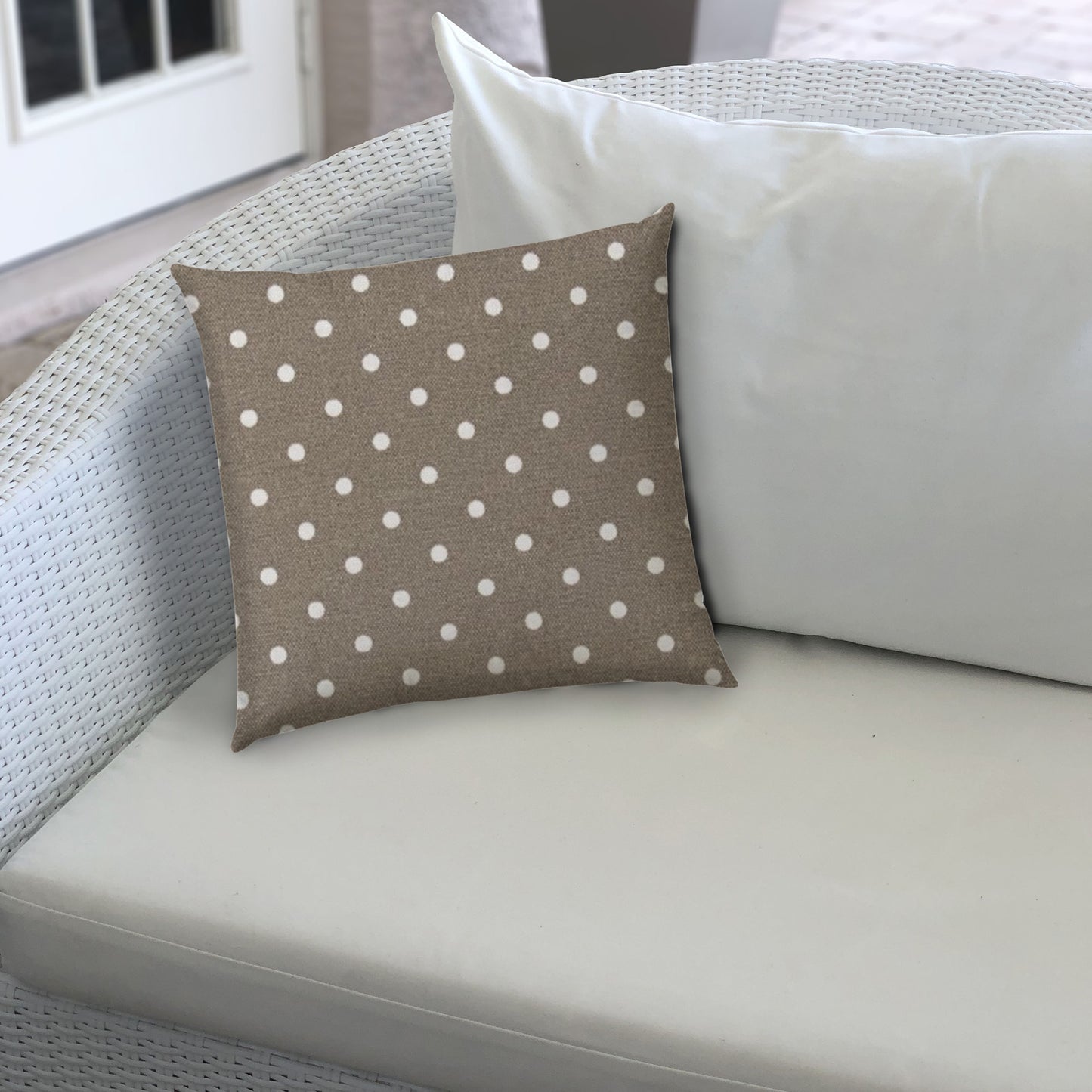 DINER DOT Taupe Indoor/Outdoor Pillow - Sewn Closure