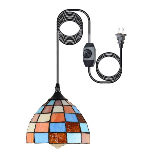 Plug in Pendant Light Fixtures, Tiffany Hanging Lights with Plug in Cord, Outdoor Plug in Chandelier for Gazebo Porch