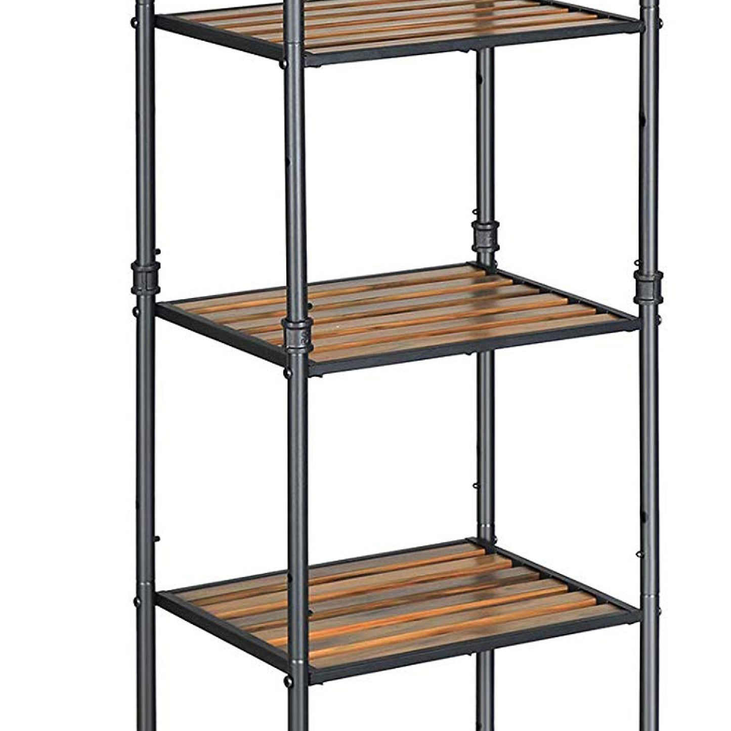 5 Tier Metal Frame Plant Stand with Adjustable Shelves, Brown and Black