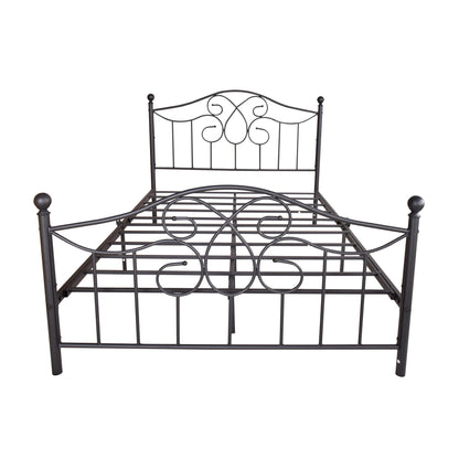 Full  Size Metal bed frame ，Solid Sturdy Steel Slat Support，No Box Spring Needed and Easy Assembly,Black