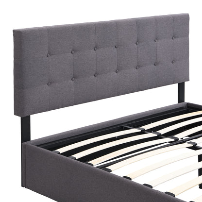 Full Size Upholstered Platform Bed with Underneath Storage Space,Gray