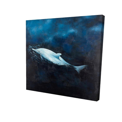 Swimming dolphin - 32x32 Print on canvas