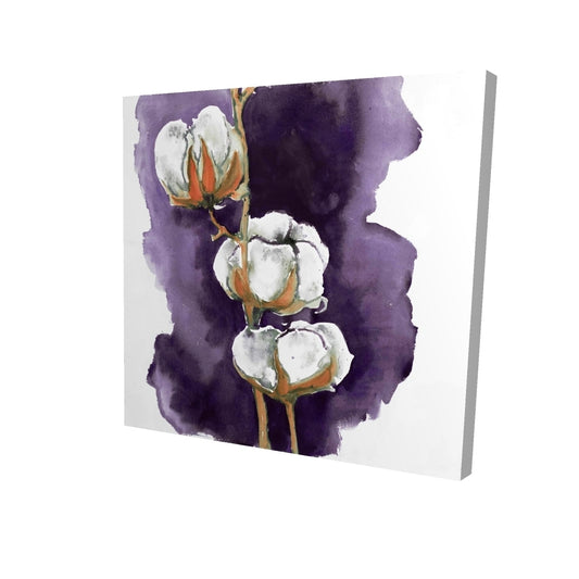 Watercolor purple cotton flowers - 12x12 Print on canvas
