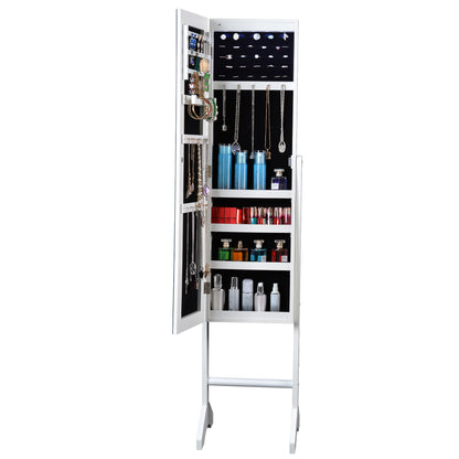 Full Mirror Fashion Simple Jewelry Storage Cabinet  With Led Light  Can Be Hung On The Door Or Wall