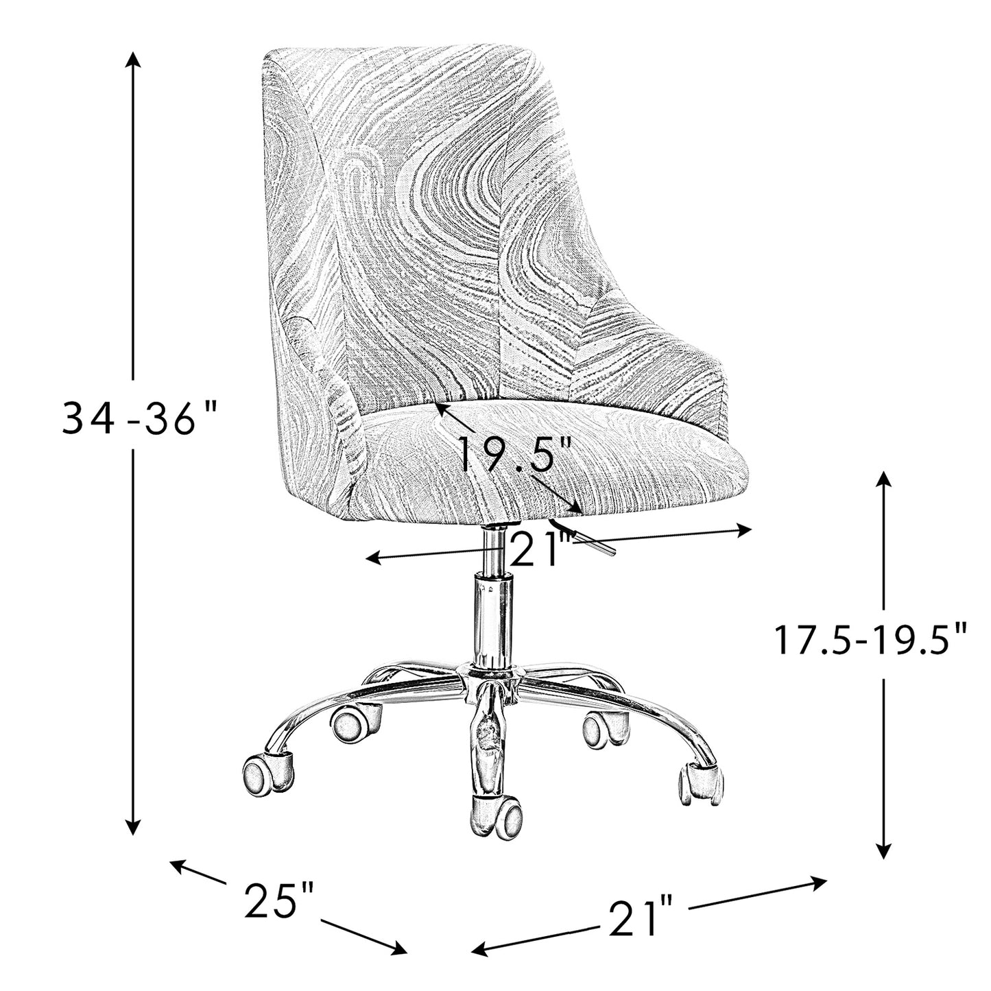 Juan Printed Fabric Office Chair with Foam Cushion