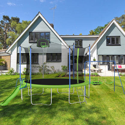 12FT TRAMPOLINE WITH SWING  AND SLIDE