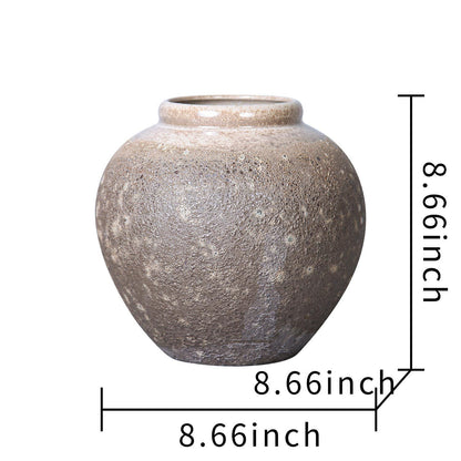 Vintage Sand Ceramic Vase 8.7"D x 8.7"H - Artisanal Piece for Your Home