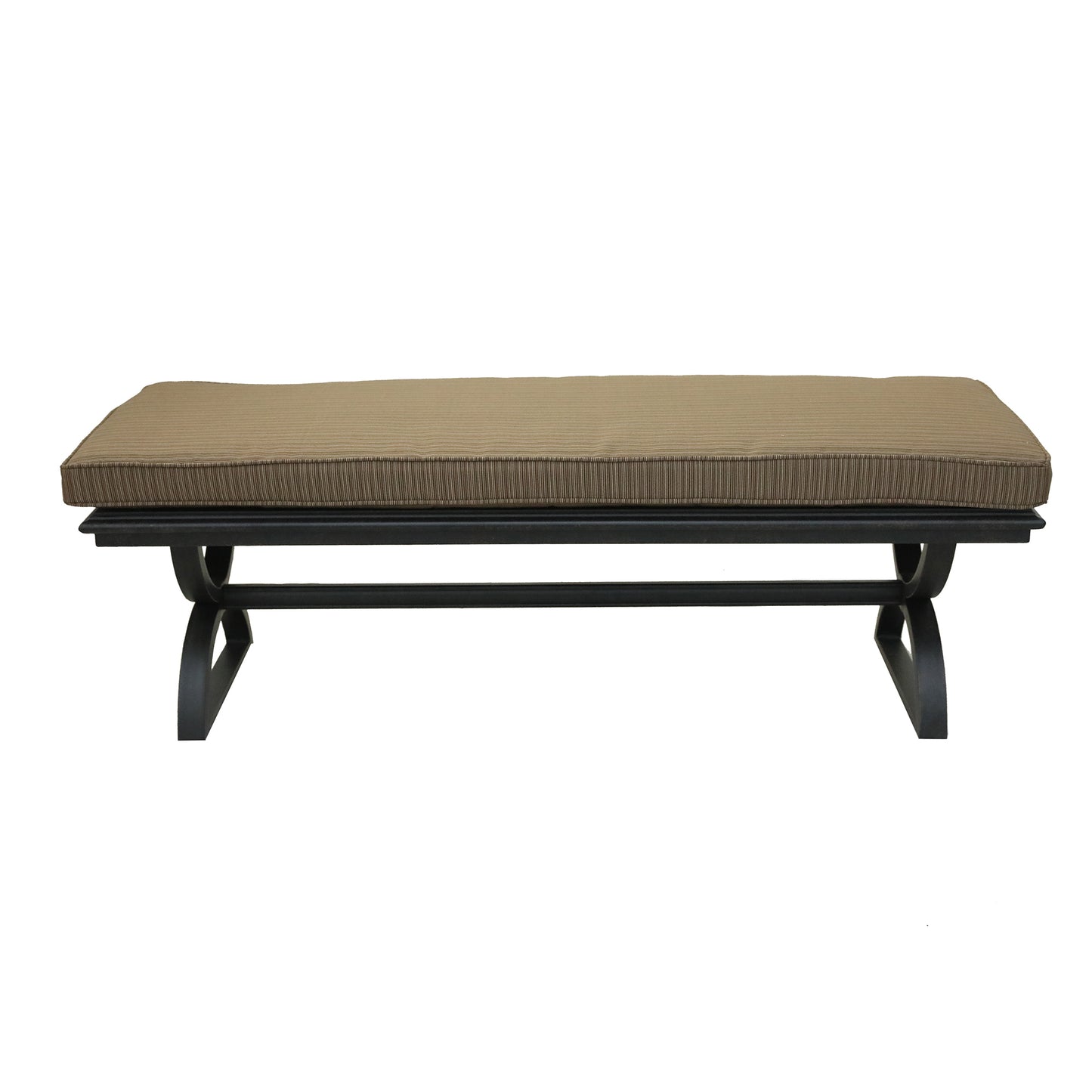 Outdoor Aluminum Bench with Cushion, Dark Lava Bronze/Dupione Brown