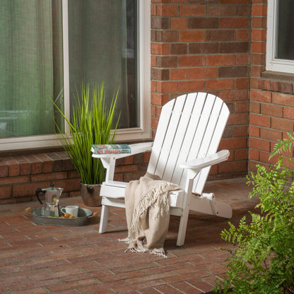 Milan Outdoor Acacia Folding White  Adirondack Chair