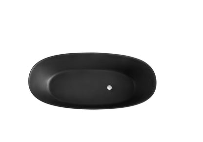 65'' x 29.5'' Freestanding Bathtoom Soaking Artificial Stone  Solid Surface Bathtub 1650MM Black