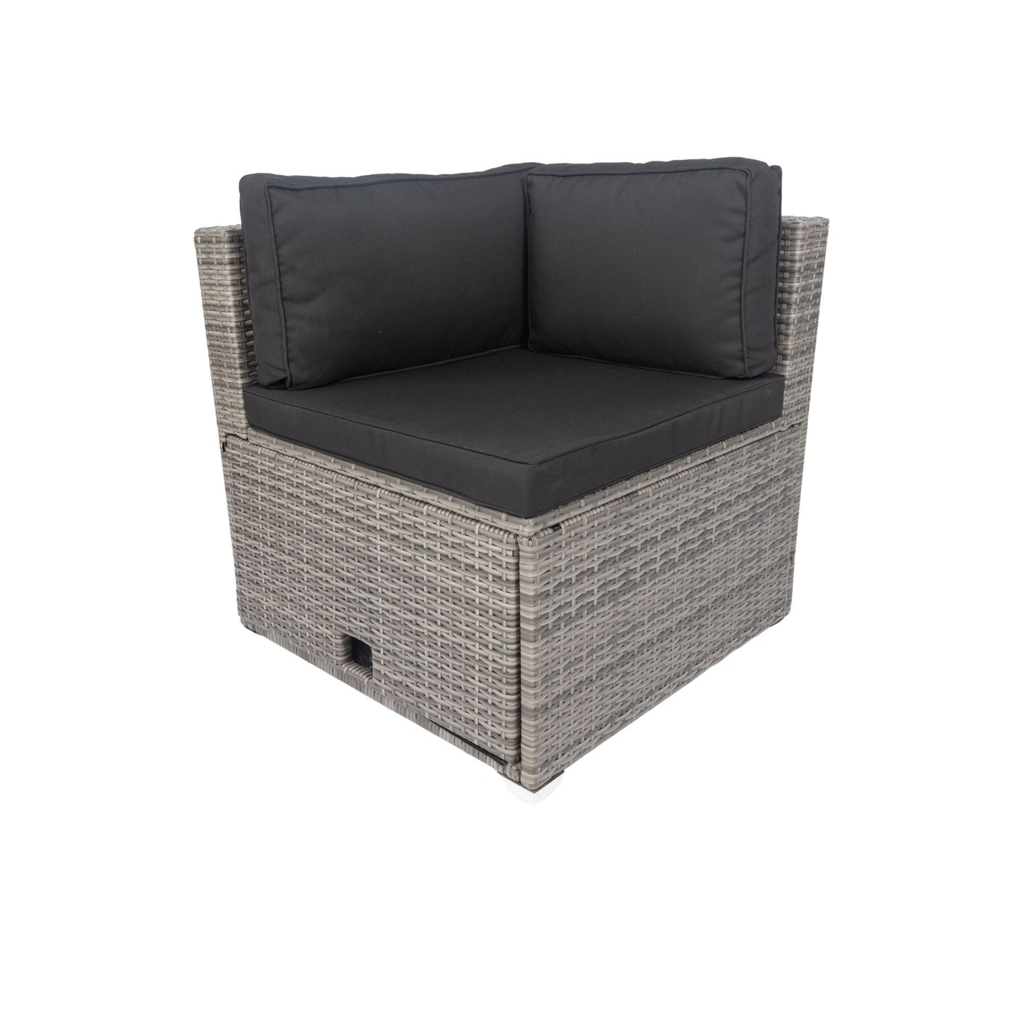 6 Pieces PE Rattan sectional Outdoor Furniture Cushioned  Sofa Set with 3 Storage Under Seat Grey