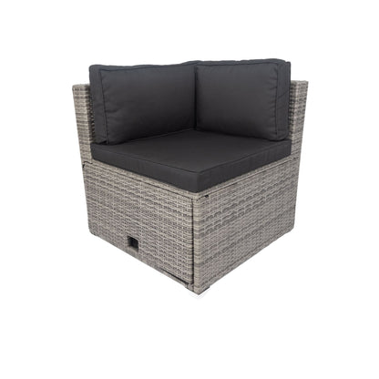 6 Pieces PE Rattan sectional Outdoor Furniture Cushioned  Sofa Set with 3 Storage Under Seat Grey