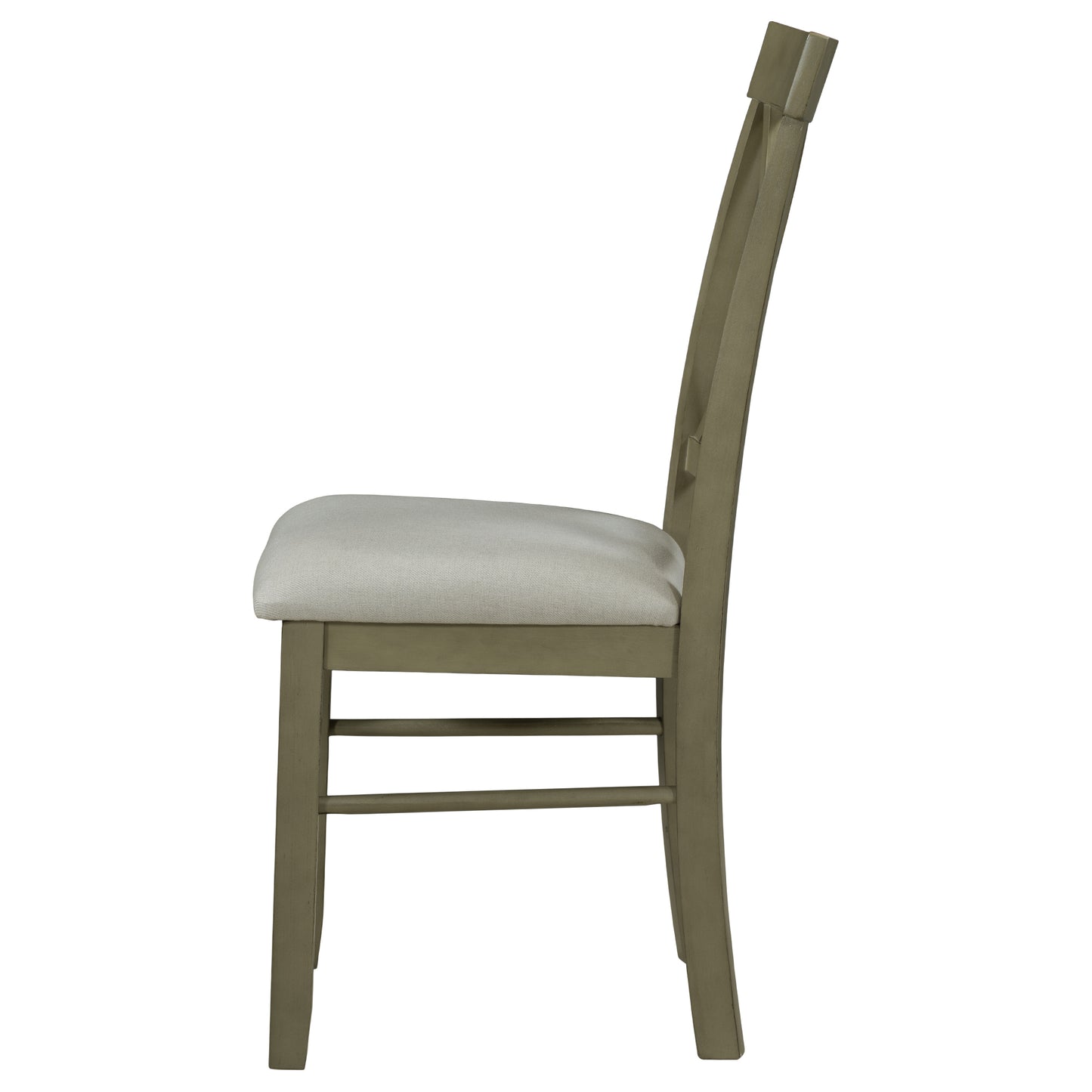 TOPMAX 2 Pieces Farmhouse Rustic Wood Kitchen Upholstered X-Back Dining Chairs, Gray Green+Gray