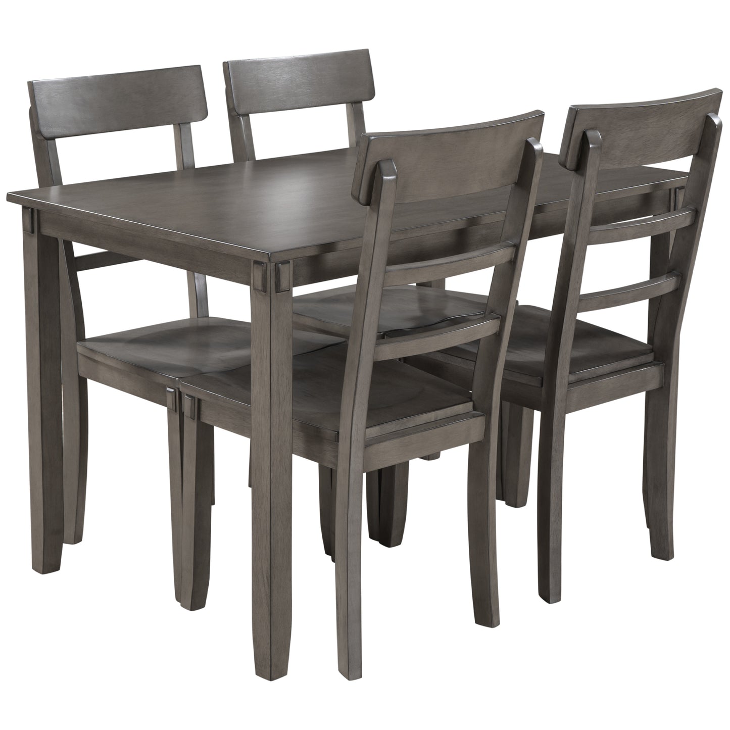 TREXM  5-piece Kitchen Dining Table Set Wood Table and Chairs Set for Dining Room (Gray)