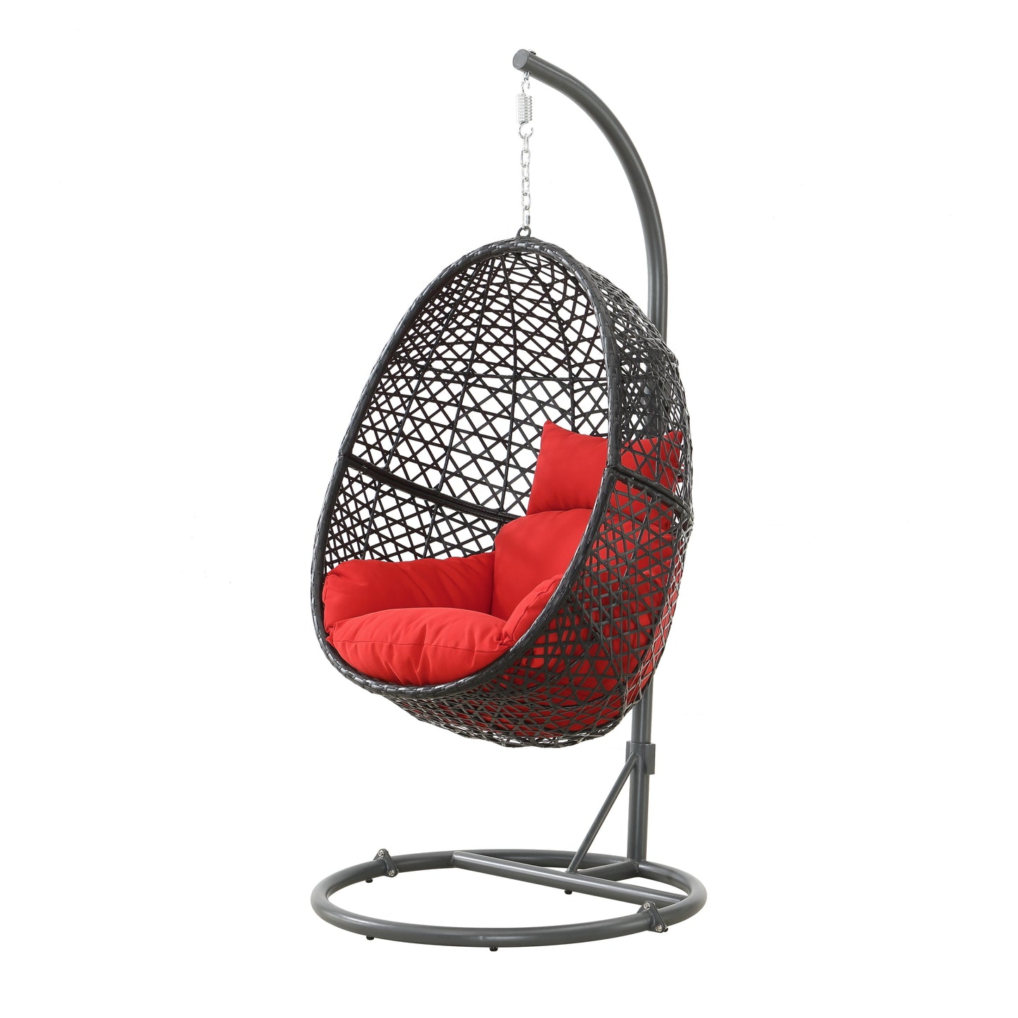 Patio PE Rattan Swing Chair With Stand for Balcony, Courtyard