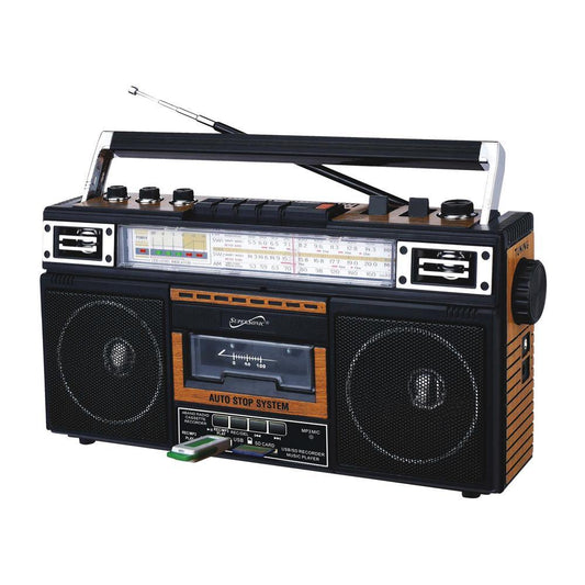4 Band Radio & Cassette Player + Cassette To Mp3 Converter & Bluetooth - Brown by VYSN
